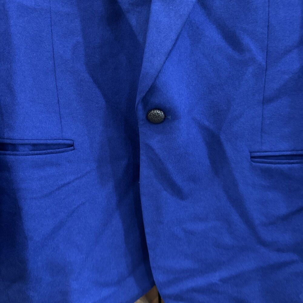 Versace Classic V2 Blue Cashmere Wool One Button Blazer Women’s Sz 50R Vintage - Picture 3 of 10